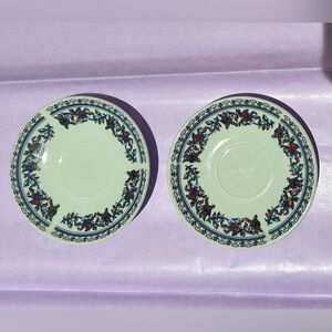 Gold Prestij Floral Tea Cup Saucer Set of 2 Porcelain